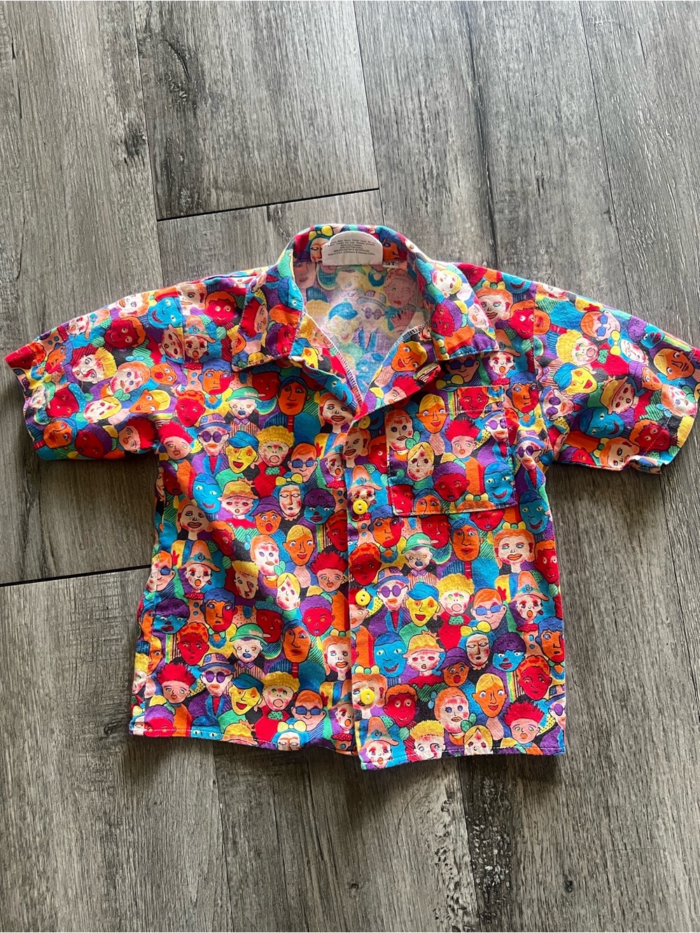 Unique Pop Art Faces Button Up Kids Shirt | 3T